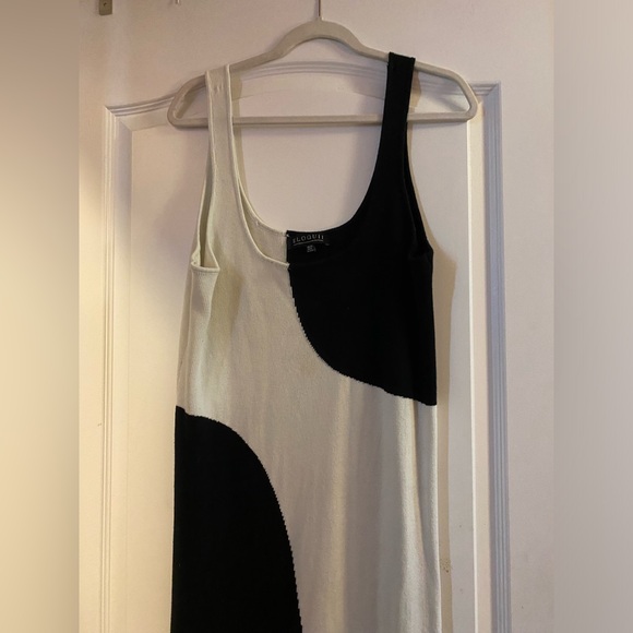 ELOQUII - black and white abstract knit midi dress - Picture 2 of 4